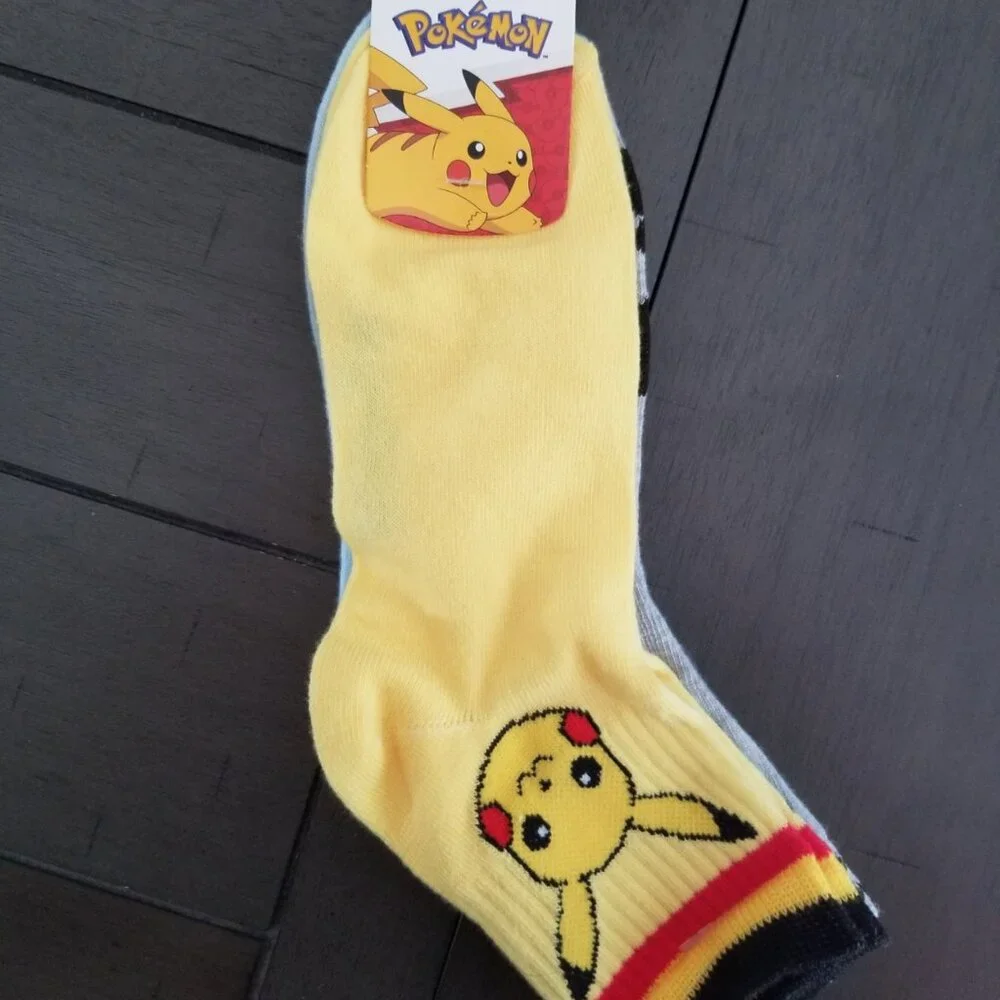 Pokémon 3 Pair Adult Quarter Crew Sock Set
